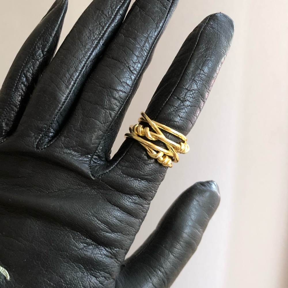 braided wire ring sterling silver 18k gold plated adjustable